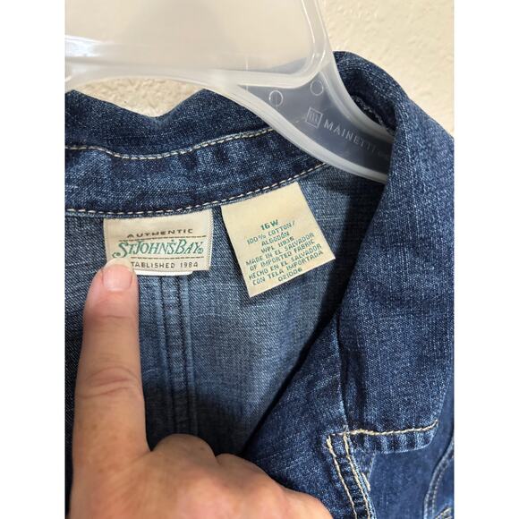 VINTAGE Women’s St Johns Bay Denim Jean Barn Chore Jacket Coat, size 16W XL - Picture 2 of 5